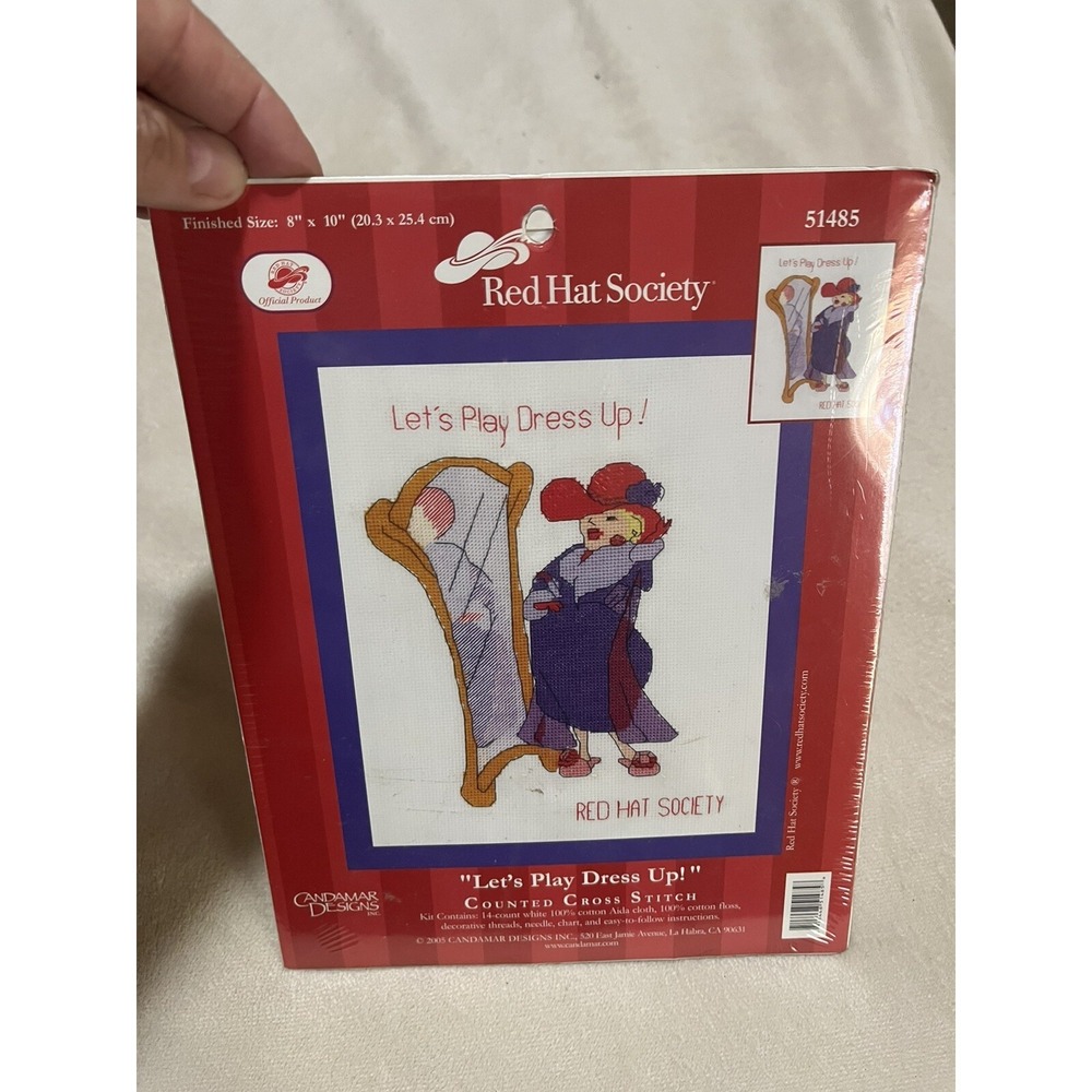 Red Hat Society Counted Cross Stitch KIT "Let's Play Dress Up" Candamar Design